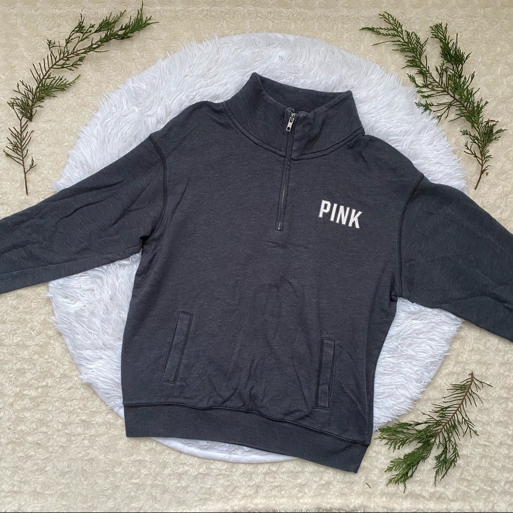 PINK Victoria’s Secret Gray Zip Turtleneck Sweater